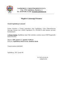 Meghívó Lakossági Fórumra Tisztelt Sajóbábonyi Lakosok! Ezúton értesítem a Tisztelt Lakosságot, hogy Sajóbábony Város Önkormányzata lakossági fórumot tart a KISS Cégcsoport és a WANHUA által közösen tervezett beruházásáról. A fórum témája: Sajóbábony Ipari Park területén veszélyes üzem (NMP Regeneráló üzem) létesítése. Időpont: 2025. január 17. (péntek) 17:00 óra Helyszín: Sajóbábonyi Deák Ferenc Általános Iskola Várunk minden érdeklődőt! Sajóbábony, 2025. január 08. dr. Szilva István sk. polgármester 