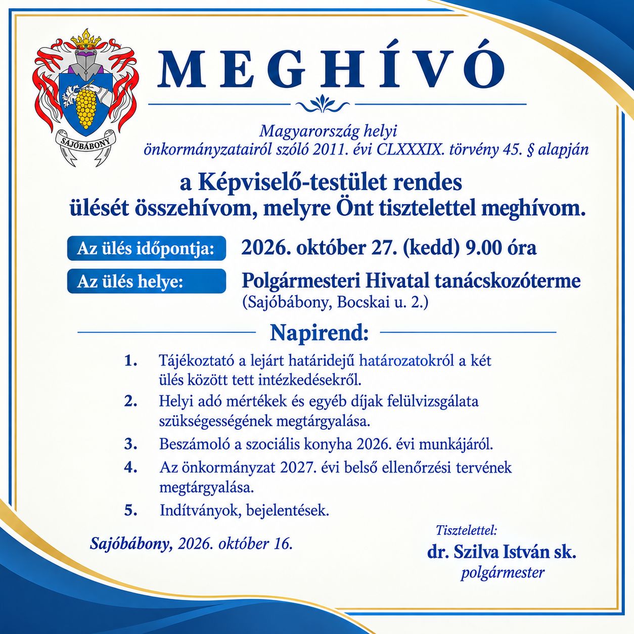 Meghívó - 2026. október 27.